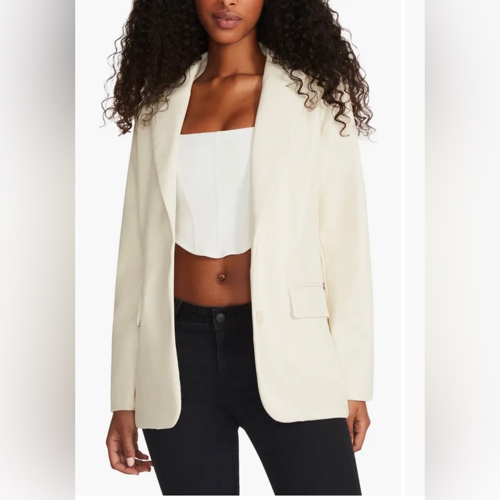 Steve Madden Faux Leather Blazer -Bone Color -Size Medium -NORDSTROM